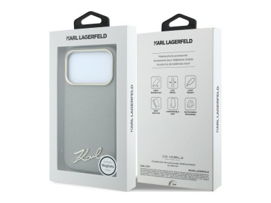 Karl Lagerfeld Saffiano Small Script Metal Logo MagSafe Case for iPhone 17 Pro Max / 18 Pro Max - Be Karl Lagerfeld Saffiano Small Script Metal Logo MagSafe Case for iPhone 17 Pro Max / 18 Pro Max - Be