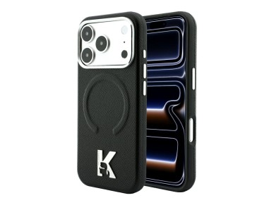 Karl Lagerfeld Grained Embossed Ring & Kameo Logo MagSafe Case for iPhone 18 Pro / 17 Pro - Black