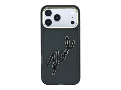 Capa Karl Lagerfeld IML Big Signature com moldura em metal e resina para iPhone 18 Pro Max / 17 Pro 