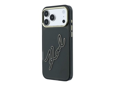 Capa Karl Lagerfeld IML Big Signature com moldura em metal e resina para iPhone 18 Pro Max / 17 Pro 