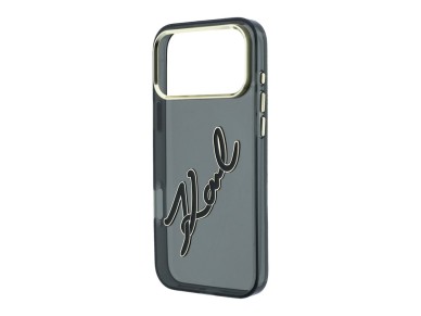 Capa Karl Lagerfeld IML Big Signature com moldura em metal e resina para iPhone 18 Pro Max / 17 Pro 