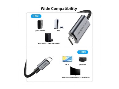 Tech-Protect UltraBoost USB-C HDMI 2.1 60HZ Video Cable 300 cm - Gray Tech-Protect UltraBoost USB-C HDMI 2.1 60HZ Video Cable 300 cm - Gray