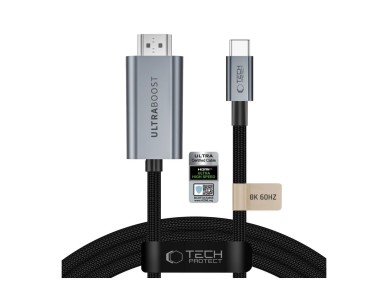 Cabo de vídeo Tech-Protect UltraBoost USB-C HDMI 2.1 60Hz de 300 cm - Cinzento Cabo de vídeo Tech-Protect UltraBoost USB-C HDMI 2.1 60Hz de 300 cm - Cinzento
