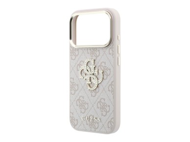 Capa Guess 4G com logótipo grande e strass para iPhone 18 Pro Max / 17 Pro Max - Rosa Capa Guess 4G com logótipo grande e strass para iPhone 18 Pro Max / 17 Pro Max - Rosa