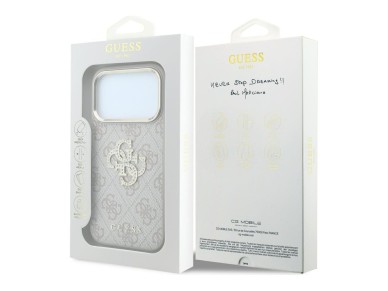 Capa Guess 4G com logótipo grande e strass para iPhone 18 Pro Max / 17 Pro Max - Rosa Capa Guess 4G com logótipo grande e strass para iPhone 18 Pro Max / 17 Pro Max - Rosa