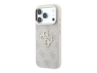 Capa Guess 4G com logótipo grande e strass para iPhone 18 Pro Max / 17 Pro Max - Rosa Capa Guess 4G com logótipo grande e strass para iPhone 18 Pro Max / 17 Pro Max - Rosa
