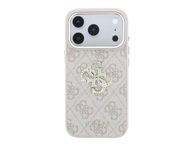 Capa Guess 4G com logótipo grande e strass para iPhone 18 Pro Max / 17 Pro Max - Rosa Capa Guess 4G com logótipo grande e strass para iPhone 18 Pro Max / 17 Pro Max - Rosa