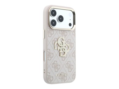 Capa Guess 4G com logótipo grande e strass para iPhone 18 Pro Max / 17 Pro Max - Rosa Capa Guess 4G com logótipo grande e strass para iPhone 18 Pro Max / 17 Pro Max - Rosa