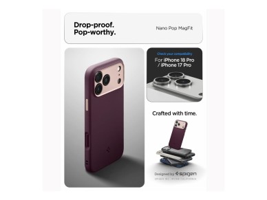 Capa Spigen Nano Pop MagSafe para iPhone 18 Pro/17 Pro - cerejeira escura