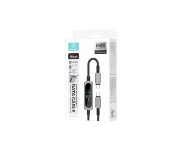 USB-C to USB-C Cable 240W TECHANCY TB1806, PD 3.1, 1.2 m, TFT Touch Screen, Nylon Braided, Data 480 USB-C to USB-C Cable 240W TECHANCY TB1806, PD 3.1, 1.2 m, TFT Touch Screen, Nylon Braided, Data 480