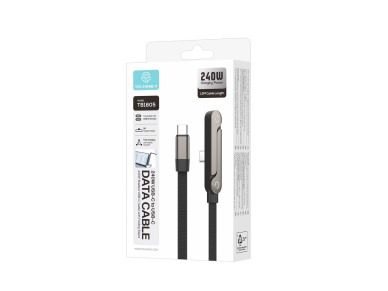 Cable USB-C a USB-C TECHANCY TB1805 de 240 W, 1,2 m, soporte plegable, nailon trenzado, conector de 