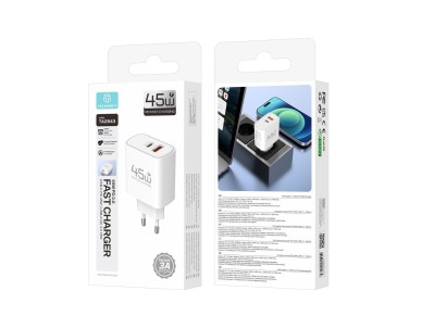 TECHANCY TM02127 45W USB-C Charger, PD 3.0 PPS Fast Charging, USB-A QC 3.0, 2 Ports, European Plug, TECHANCY TM02127 45W USB-C Charger, PD 3.0 PPS Fast Charging, USB-A QC 3.0, 2 Ports, European Plug,