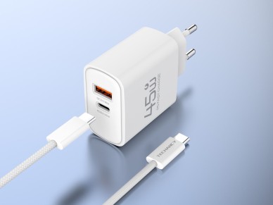 Cargador USB-C TECHANCY TM02128 de 45 W, PD 3.0 PPS, USB-A QC 3.0, carga rápida, con cable USB-C a U Cargador USB-C TECHANCY TM02128 de 45 W, PD 3.0 PPS, USB-A QC 3.0, carga rápida, con cable USB-C a U