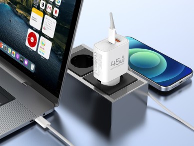 Cargador USB-C TECHANCY TM02128 de 45 W, PD 3.0 PPS, USB-A QC 3.0, carga rápida, con cable USB-C a U Cargador USB-C TECHANCY TM02128 de 45 W, PD 3.0 PPS, USB-A QC 3.0, carga rápida, con cable USB-C a U