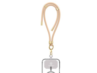 TECHANCY TW2781 Mobile Phone Wristband, Adjustable 10-25 cm, 8 mm Braided Cord, with 2 Snaps, Gold