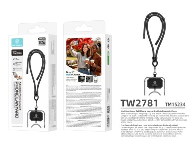 Fita de Pulso para Telemovel TECHANCY TW2781, Ajustavel 10-25 cm, Corda Entrancada 8 mm, com 2 Patil Fita de Pulso para Telemovel TECHANCY TW2781, Ajustavel 10-25 cm, Corda Entrancada 8 mm, com 2 Patil