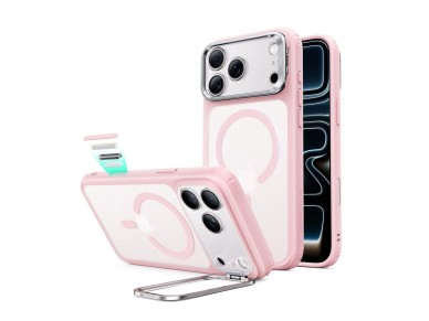 Capa MagSafe ESR Classic Hybrid com suporte para iPhone 18 Pro/17 Pro - Rosa Mate Capa MagSafe ESR Classic Hybrid com suporte para iPhone 18 Pro/17 Pro - Rosa Mate