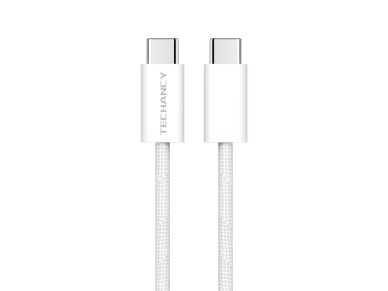 TECHANCY TB1764 USB-C to USB-C Cable, 2m, PD 60W, Fast Charging and Data, Braided Texture, White, TP