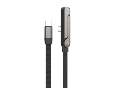 TECHANCY TB1805 240W USB-C to USB-C Cable, 1.2 m, Foldable Stand, Braided Nylon, 90° Plug, 480 Mbps TECHANCY TB1805 240W USB-C to USB-C Cable, 1.2 m, Foldable Stand, Braided Nylon, 90° Plug, 480 Mbps