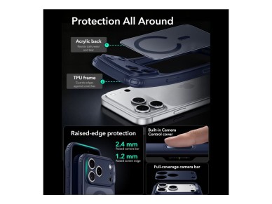 ESR Classic Hybrid MagSafe Case for iPhone 18 Pro / 17 Pro - Matte Navy Blue