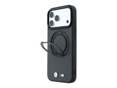 Capa MagSafe BMW Kevlar Ring Stand 360 para iPhone 18 Pro/17 Pro - Cinza Escuro