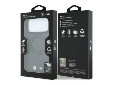 Capa MagSafe BMW Kevlar Ring Stand 360 para iPhone 18 Pro/17 Pro - Cinza Escuro