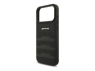 Capa Mercedes AMG em pele com log�tipo em relevo para iPhone 18 Pro Max / 17 Pro Max - Preto