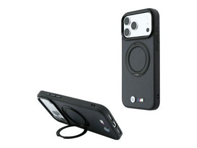Capa BMW Kevlar Ring Stand 360 MagSafe para iPhone 18 Pro Max / 17 Pro Max - Cinza Escuro