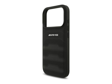 Capa para iPhone 18 Pro/17 Pro em pele com log�tipo Mercedes AMG em relevo - preta